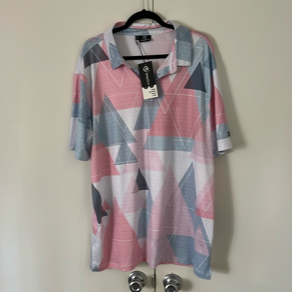 Green Side retro print men’s golf shirt NWT
